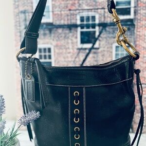 Coach Vintage Chelsea Black Pebbled Leather Shoulder Purse Bag 10399